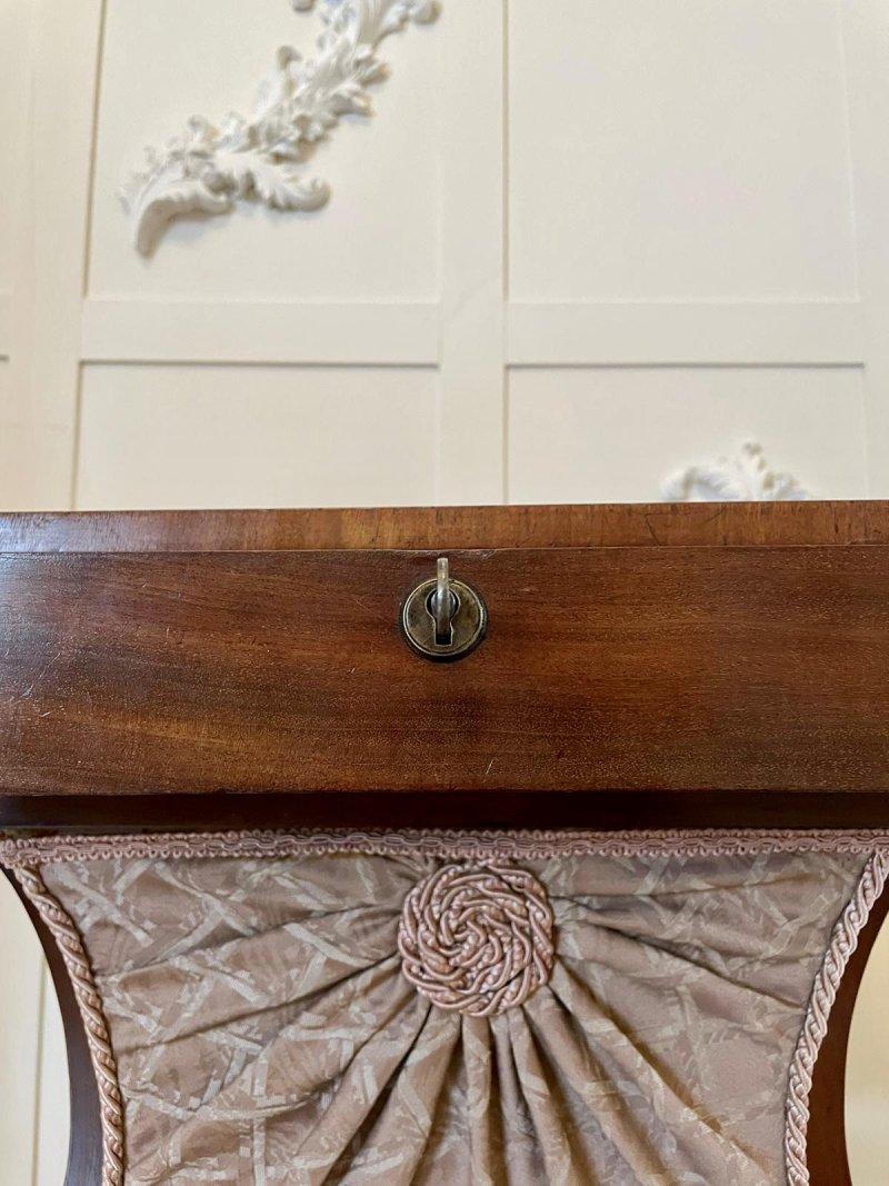 Quality Antique Freestanding William IV Rosewood Chess Top Sewing Table - Image 8